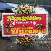 Bunga papan, bunga pernikahan, karangan bunga, rangkaian bunga, papan happy wedding