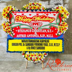 bunga papan happy wedding 1059